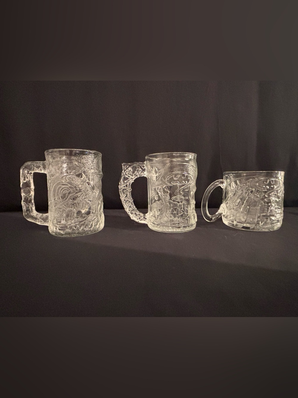 Vintage 1995 McDonalds Batman Forever Glass Mugs Cups Set of 3